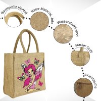 Domelo Mädchentasche, Jute Handtasche für Mädchen, kleine Kindertasche, Sommer Mädchen Tasche, Mädchen Badetasche mit Fee Motiv.
