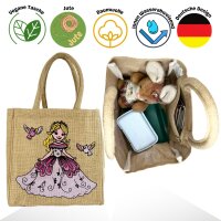 Domelo Mädchentasche, Jute Handtasche für Mädchen, kleine Kindertasche, Sommer Mädchen Tasche, Mädchen Badetasche mit Prinzessin Motiv.
