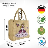 Domelo Mädchentasche, Jute Handtasche für Mädchen, kleine Kindertasche, Sommer Mädchen Tasche, Mädchen Badetasche mit Prinzessin Motiv.