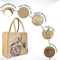 Domelo Jute Trachten Einkaufskorb, 100% Vegane Einkaufstasche. Kleine Damen Handtasche