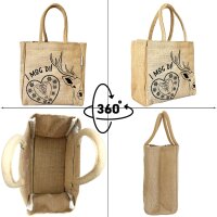 Domelo Jute Trachten Einkaufskorb, 100% Vegane Einkaufstasche. Kleine Damen Handtasche