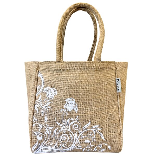 Domelo Jute Einkaufskorb, Vegane Einkaufstasche. Kleine Damen Handtasche