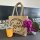 Domelo Jute Einkaufskorb, Vegane Einkaufstasche. Kleine Damenhandtasche, Kaffee Motiv