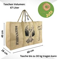 XL Brennholzkorb Jute Korb, Faltbarer Holzkorb Jutetasche als Aufbewahrungskorb für Einkauf, Holz, Zeitung oder Brennholz