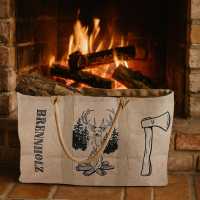 XL Brennholzkorb Jute Korb, Faltbarer Holzkorb Jutetasche als Aufbewahrungskorb für Einkauf, Holz, Zeitung oder Brennholz