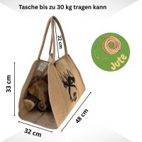 XL Brennholzkorb Jute Korb, Faltbarer Holzkorb Jutetasche als Aufbewahrungskorb für Einkauf, Holz, Zeitung oder Brennholz