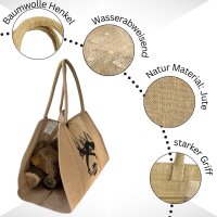 XL Brennholzkorb Jute Korb, Faltbarer Holzkorb Jutetasche als Aufbewahrungskorb für Einkauf, Holz, Zeitung oder Brennholz