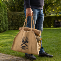 XL Brennholzkorb Jute Korb, Faltbarer Holzkorb Jutetasche als Aufbewahrungskorb für Einkauf, Holz, Zeitung oder Brennholz