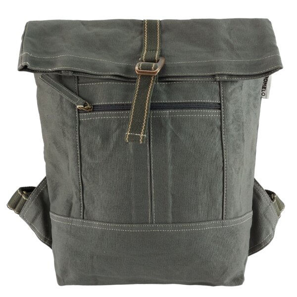 Domelo gewachste Canvas Rucksack. Dunkelblaue wasserabweisende Unisex Backpack